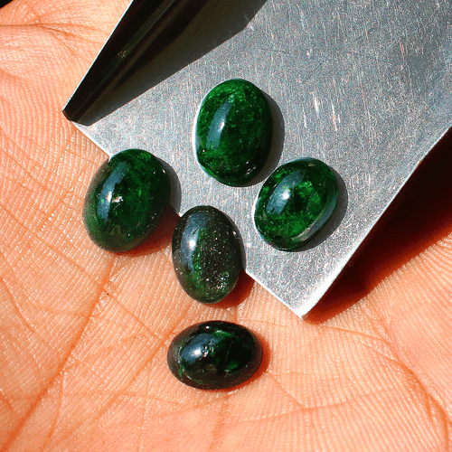 5 Pcs Natural Tsavorite Untreated Rich Green 10mm-11.8mm Oval Cabochon Gemstones - Picture 12 of 16