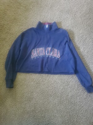 Hollister Womens Navy Blue Cropped Sweatshirt Size Medium M Teen