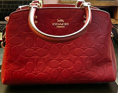 NWT COACH C7278 MINI LILLIE CARRYALL IN SIGNATURE LEATHER CHERRY