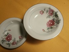 10 Vintage Swallow China Japan Rose Decorated Gold Trim Small Bowls
