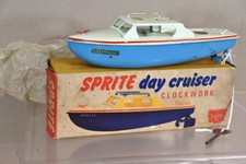 SUTCLIFFE CLOCKWORK BLUE SPRITE DAY CRUISER SPEED BOAT MODEL BOXED ny