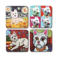 Pavilion Gift Company 12077 Paw Palettes westie Coaster, 4 By 4-inch, Set Of 4 on sale Pavilion Gift Company 12077 Paw Palettes westie Coaster, 4 By 4-inch, Set Of 4 on sale