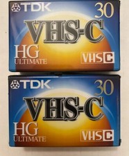 Lot of 2 TDK TC-30 HG Ultimate VHS-C Blank Tapes Factory Sealed Media - NEW 