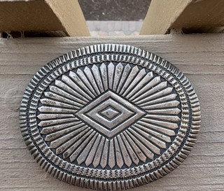 WOW! Vintage/Antique Native American STERLING Silver Belt Buckle 3.5x3” 119.2G