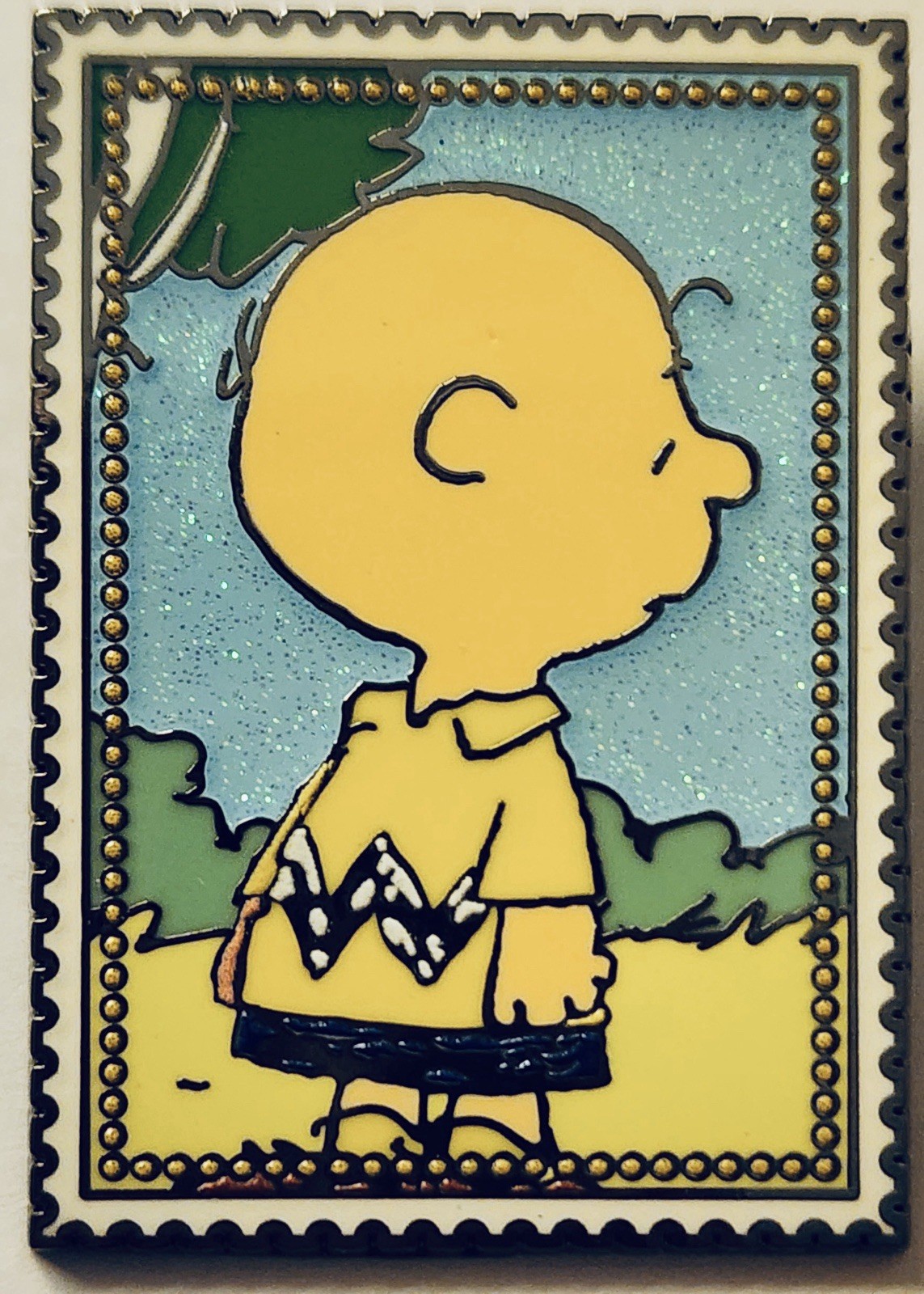 Buckle-Down Peanuts Stamps Glitter Blind Box Enamel Pin - Charlie Brown - New