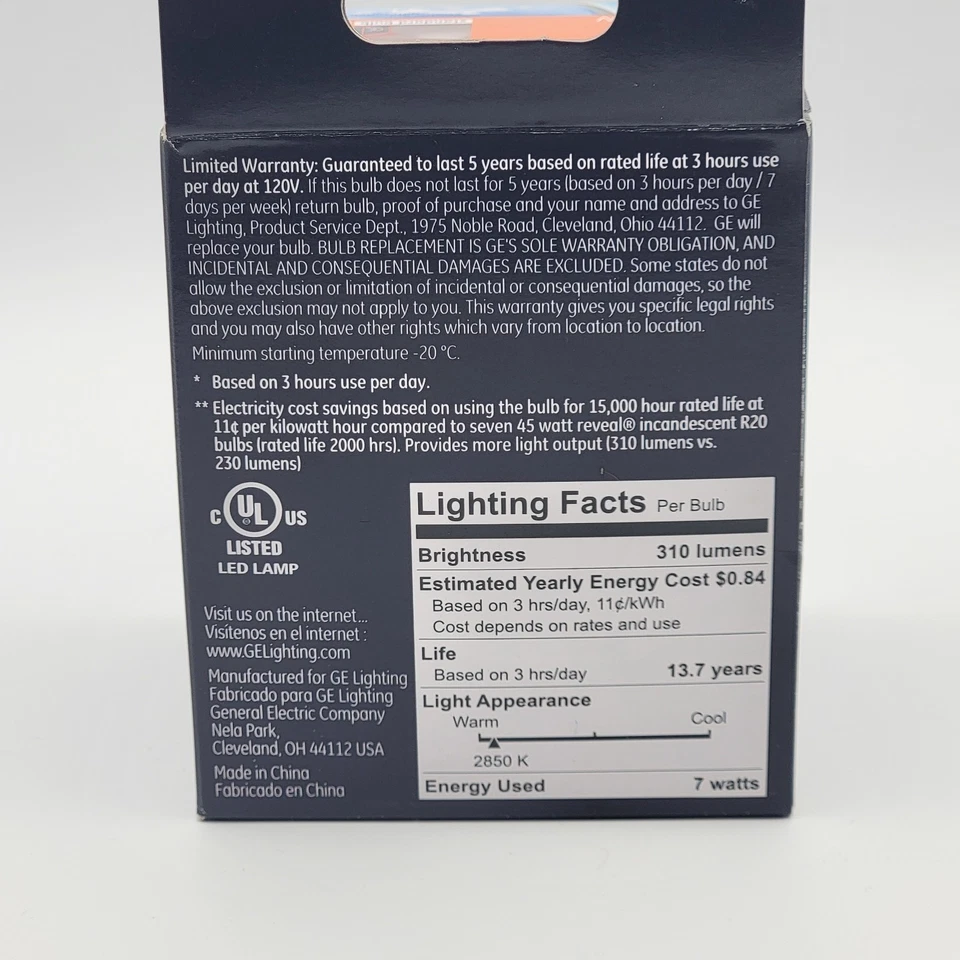GE Reveal LED Indoor Floodlight Bulbs R20 2 Single Packs Dimmable - Image 4 of 4