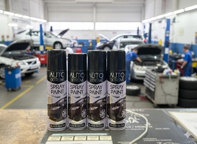 4x Auto Extreme Sprühlack schwarz glänzend - schnelltrocknend Auto Ausbesserung 400ml