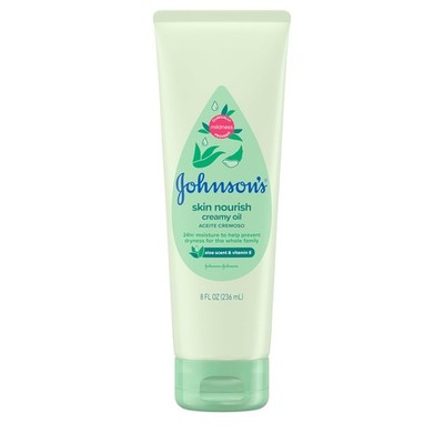 Johnson's Skin Nourish Creamy Oil, Aloe Scent & Vitamin E, Creamy  - 8 fl. oz