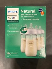 Philips Avent Natural Glass Baby Bottles 8 Ounce Pack of 4 with Anti Colic New
