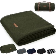 100 Wool Blanket 48" x 62" Warm Thick Washable Military Wool Blanket Camping