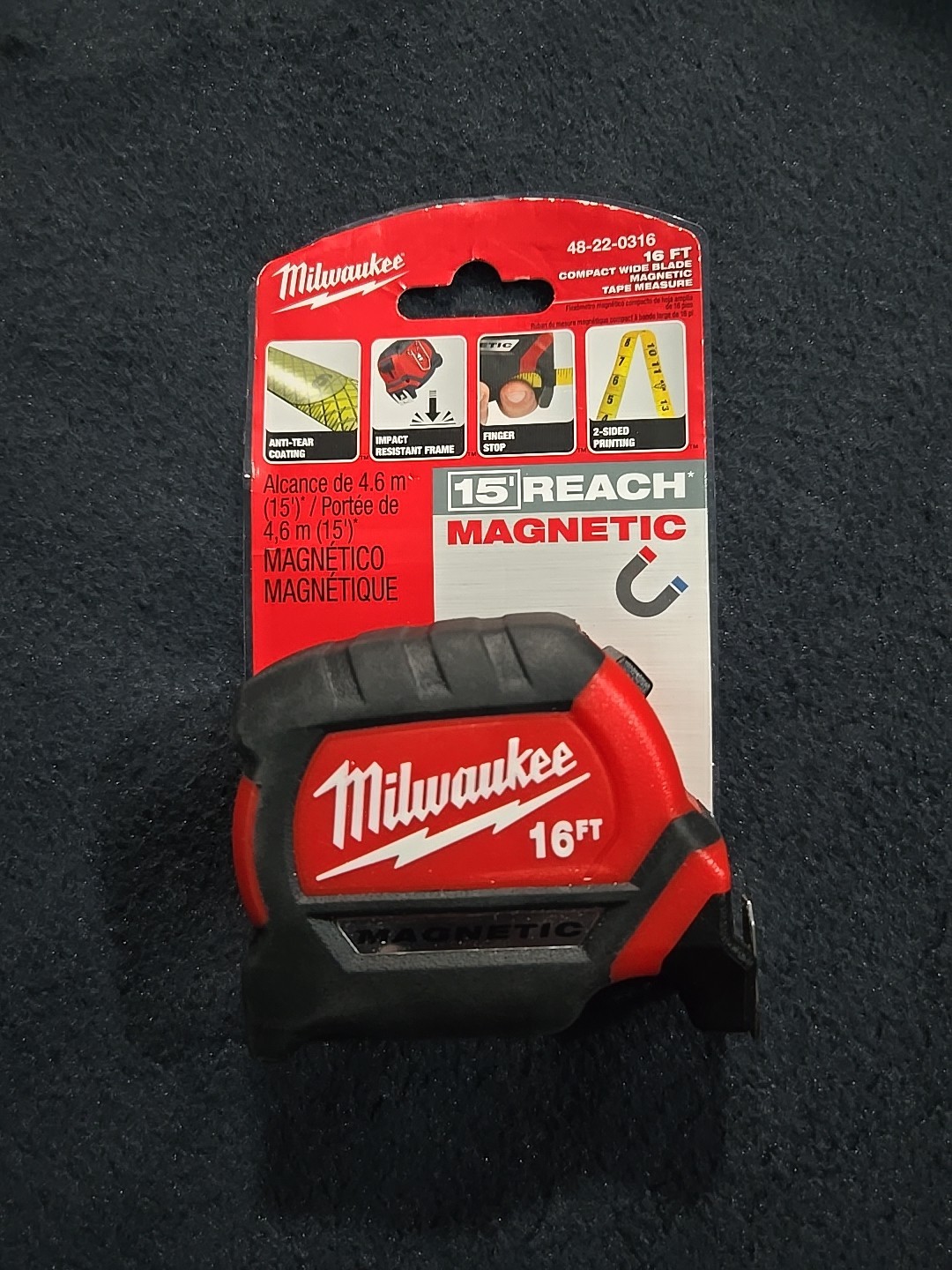 Milwaukee 48-22-0316 16' Compact Wide Blade Magnetic Tape Me
