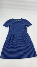 Madewell Dress Womens 8 Blue Black Striped Fit & Flare Short Sleeve Knit