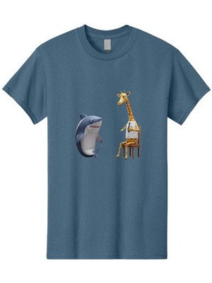 Shark-And-Doctor-Giraffe Mens Graphic Tee, 100% Cotton, Casual Summer Wear