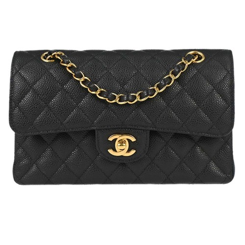 Chanel Black Calfskin Small Classic Double Flap Shoulder Bag 167756