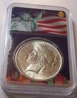 1922 UNCIRCULATED PEACE LIBERTY 90% SILVER DOLLAR .77 OZ TROY ASW LOT COIN SLAB