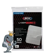 BCW LaserWeld 8-Pocket Vintage Card Pages 50ct Pack FREE SHIP