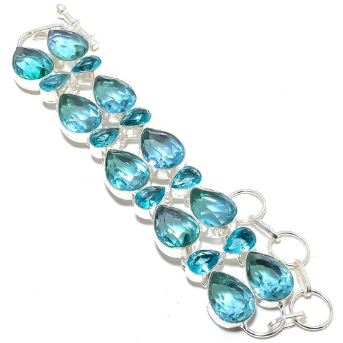 Bracciale in argento sterling 925 con topazio blu