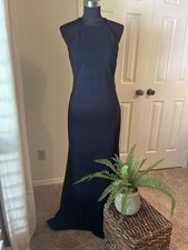 Elegant Navy Blue Halter-Neck, Floor-Length, Formal dress size 8