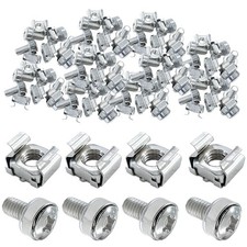 50 Pack M6 x 16 mm Rack Mount Cage Nuts Screws and Washers for Cabinet, Patch...