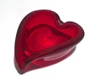 MID CENTURY MURANO RED ART GLASS BOWL ITALIAN ORGANIC FORM VINTAGE MCM