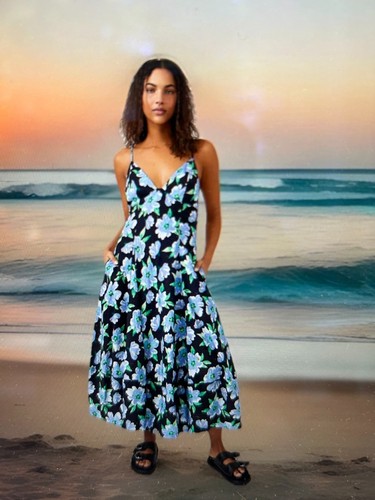 Free People Finer Things Floral Printed Midi Dress M