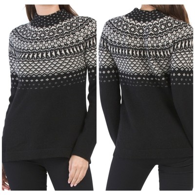 TABITHA WEBB Wool Fair Isle Sweater Black and White Size Medium 