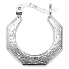 Attractive 925 Sterling Silver Women Creole Earrings - 20mm 17mm 226362U