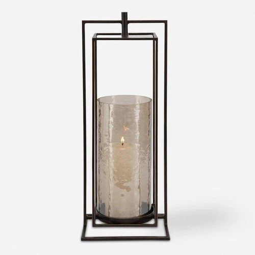 Uttermost 18106 Wenman 18.5" Tall Iron and Glass Candle Holder - Bronze - Picture 1 of 5