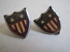 Vintage Us Shield Flag License Plate Reflector Topper Fastener Rat Hot Rod Tag
