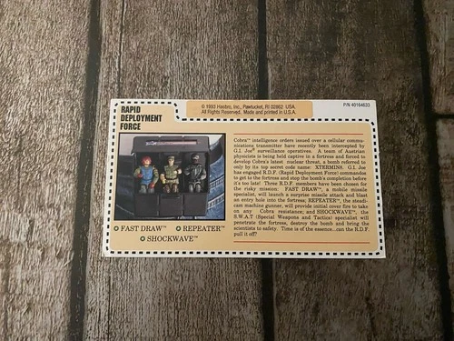 Gi Joe File Card 1993 Rapid Deployment Force Uncut Great Condition Rare