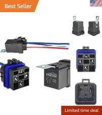 4-pin 40/30AMP 12V DC Waterproof Relay with Heavy-Duty Wires, SPST Automotive...
