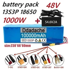 48V 20Ah 13S3P Li-ion Rechargeable Battery Pack with BMS for E-Scooter