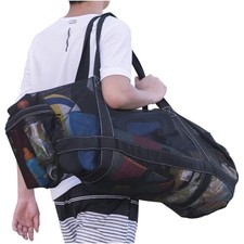 136L Heavy-Duty Mesh Duffle - Black Snorkeling Gear Carry Bag, Ideal for Travel
