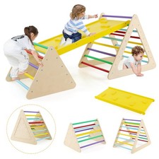 5 in 1 Montessori Triangle Set 3PCS Wooden Toddler Climbing Playset w/ Nesting