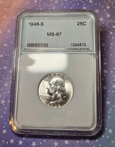 BU 1948 S Washington Quarter Dollar High Graded Coin 25C Beautiful Slabbed Coins