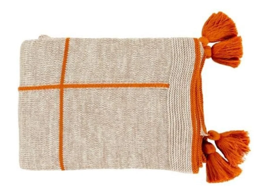 NWT NEW Surya Fleck Burnt Orange/Camel 50"x60" Throw Blanket - Image 2 of 4