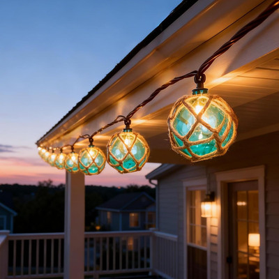 Decorative String Lights Plug in with 10 Incandescent Bulbs, Nautical Fishing Fl