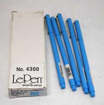 Le Pen by Marvy 4300-S Art Marker Micro Fine Plastic Tip Light Blue #10 17 Pack