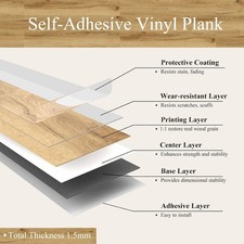 36pcs 5m² Floor Planks Tiles Self Adhesive Wood Effect PVC Vinyl Flooring Plank
