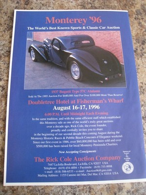 MONTEREY SPORT & OLDTIMER AUKTION 1937 BUGATTI TYPE 5 1996 ANZEIGE A4 AKTE 49