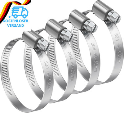 Schlauchschellen 40-60Mm, 4 Stück 304 Edelstahl Einstellbare Schlauchklemmen Sch
