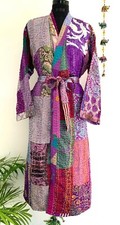 Indian Patchwork Kantha Jacket, Soft Silk Kantha Jacket, Cotton Bath Robe Kimono