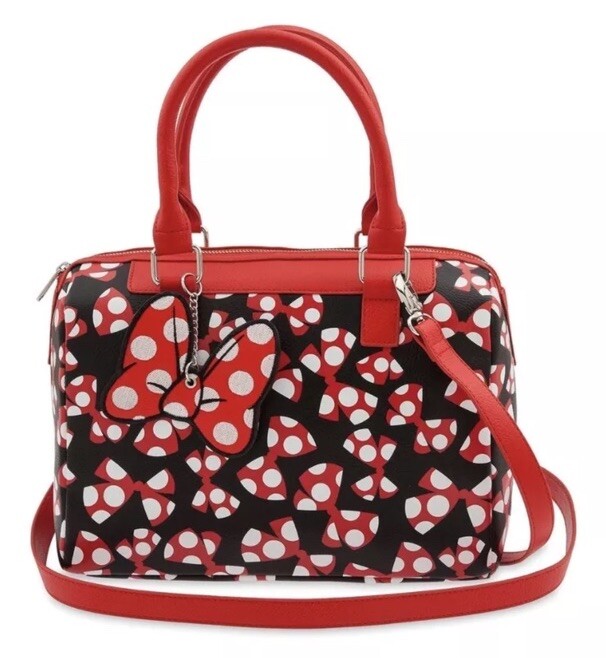 Disney Parks Minnie Mouse Polka Dot Bow Satchel Barrel Bag Purse