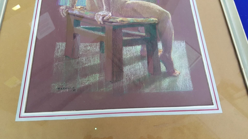 Harry Fred Darking - Nude Pastel ' Seated Nude' on Board - Dated 1981 - Image 4 of 4
