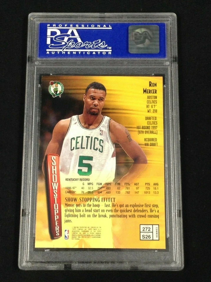 Baloncesto Flair Ron Mercer Row 2 #14 1997 RC PSA 9 y 1997 Finest Mercer PSA 9 Foto 3 de 4