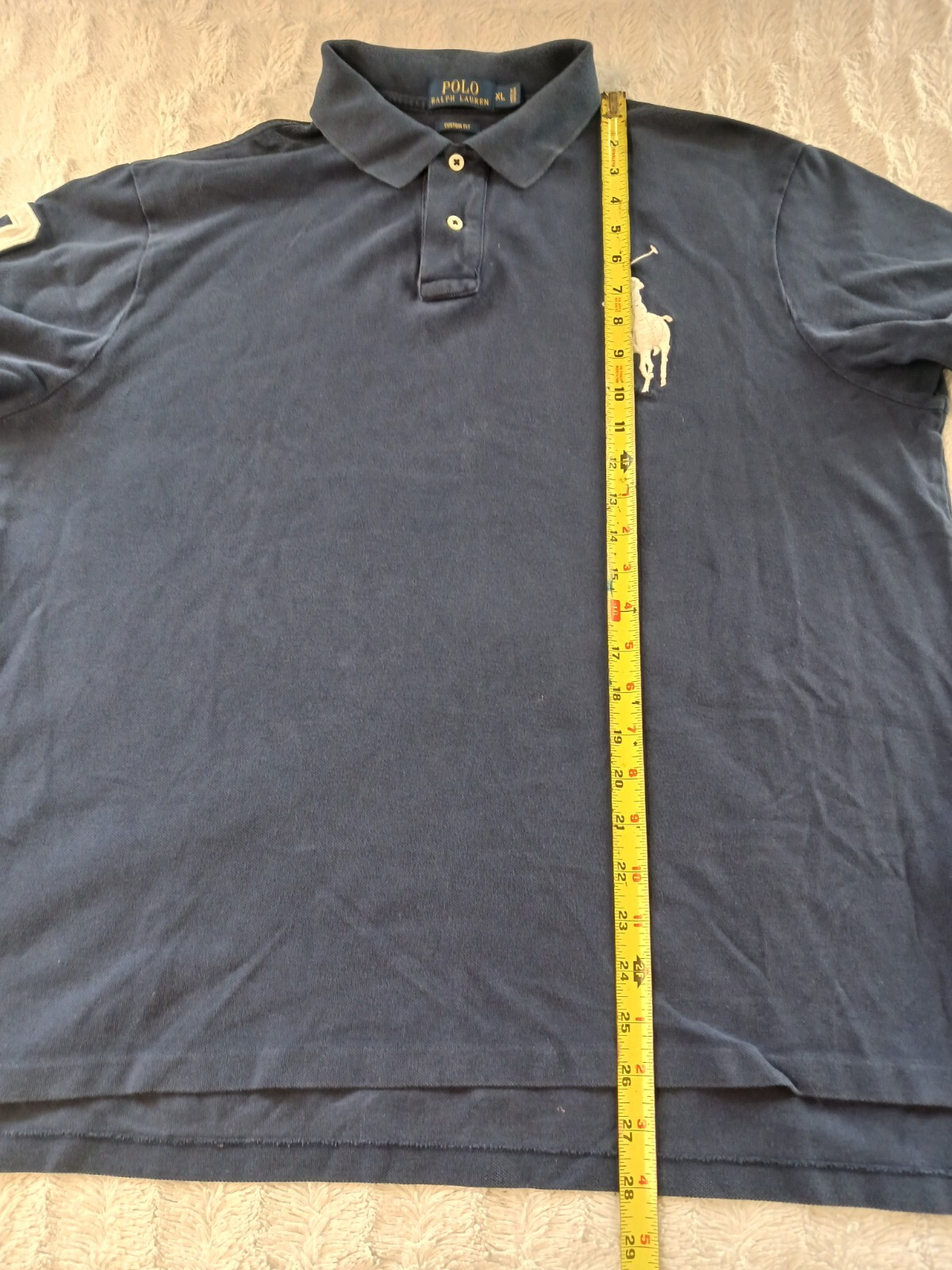 Polo Ralph Lauren Custom Fit Uomo Taglia XL Big Pony Camicia Collo Blu Navy 3