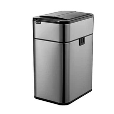 15L Kitchen Trash Can Automatic Touch Free Garbage Can with Lid Stainless-