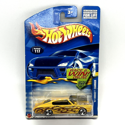 ✓ Hot Wheels 1967 Dodge Charger 2002 Series #117 Yellow w/ Tribal
