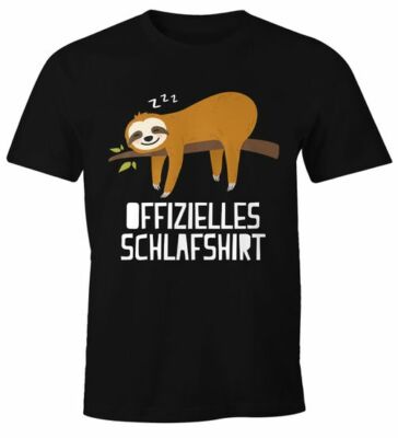 Herren T-Shirt Offizielles Schlafshirt Faultier Pyjama Schlafanzug Fun-Shirt