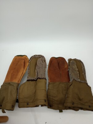 Vintage 1950s US Army M-1949 Arctic Mittens Gloves Leather/Alpaca